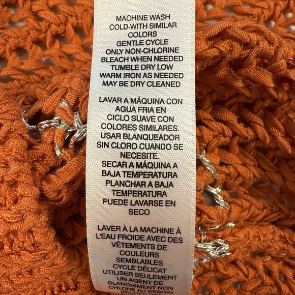 Chicos Women burnt orange silver striped open knit sweater size 0 pullover Small - Picture 9 of 12